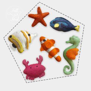 Tengeri állatok gyapjú filc figura szabásminták csomagban